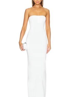 Ronny Kobo Collection Strapless White Maxi Gown